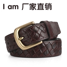 厂家直销铜扣皮带手工编织腰带高档男士皮带时尚真皮皮带262