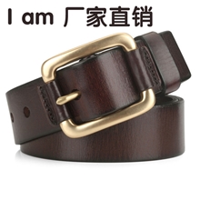 014广州男士皮带腰带真皮休闲头层牛皮铜扣皮带批发厂家