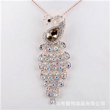 CCC3085韩版孔雀带钻时尚长款服饰项链新款不掉色合金吊坠