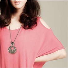 新款复古精致满水钻双圆环形毛衣链韩版长款项链女挂链