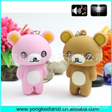 泰迪熊LED发声发光钥匙扣小玩具情侣挂件小礼品厂家直销