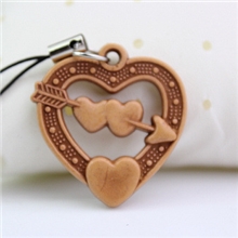 仿桃木桃心男女手机链手机挂件淘宝小礼品