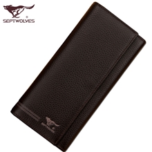 批发专柜正品七匹狼男士钱包三折牛皮钱包长款钱夹票夹多卡位