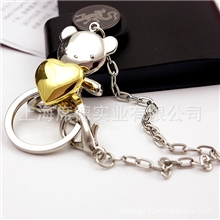 热销抱心小熊情侣礼品钥匙链可当包包挂件金属钥匙配饰3009