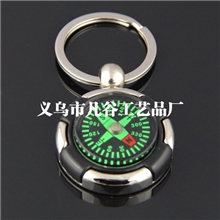指南针钥匙扣圆形款创意金属钥匙扣厂家批发定制刻字礼品