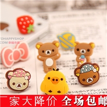 pvc轻松熊手机防尘塞批发卡通韩版硅胶手机防尘塞批发水钻防尘