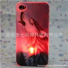 动态3D狼手机壳iphone44s来电闪苹果3d保护套苹果4led手机配件