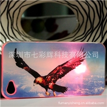 3D两变图苹果4代手机套led来电闪七彩光iphone4s中国风保护壳