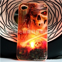 热销欧美3d骷髅头iphone44s来电闪手机壳保护套i4手机保护壳