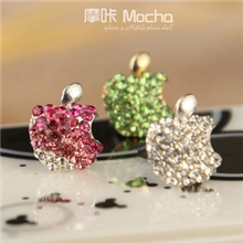 苹果iphone4sipad2咬一口苹果防尘塞可爱合金镶钻耳机孔塞