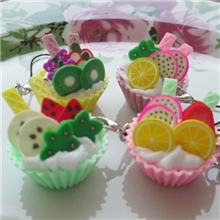 仿真水果蛋挞手机挂件创意手机片冰箱贴大量批发