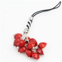 【热销】相思豆心形红豆手机挂件环保个性精美情侣饰品厂家批发