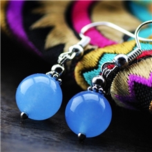 天然水晶10mm海蓝玉髓耳环女款饰品批发2013新款复古耳饰110