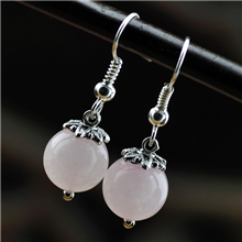 招桃花运旺姻缘天然粉晶芙蓉石苗银耳环女款水晶饰品耳饰批发109