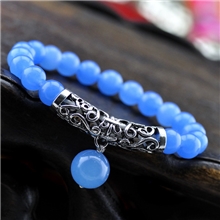 原创水晶饰品天然海蓝玉髓苗银手链女款复古情人节热卖礼物110