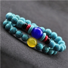 精品推荐质感超好松石玛瑙双层手链女款天然辟邪开运饰品034