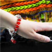 热卖礼物天然红玛瑙苗银手链女款中国风饰品本命年转运饰品批发