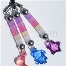 整箱包邮热销5颗小珠子变色手机链测紫外线手机链双面中文大卡