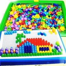 盒装296粒蘑菇钉益智拼插玩具蘑菇丁塑料拼图拼板益智玩具2-7岁