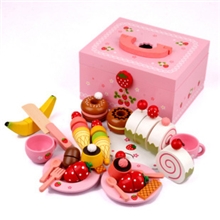 木制甜蜜公主草莓蛋糕组切切看木质女孩过家家玩具MG015B2.2
