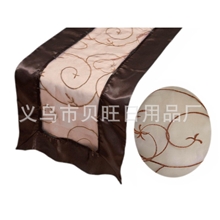 【一叶花系列】厂家直销特色时尚前卫绣花叶子色丁布桌旗