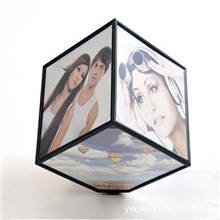 魔术立方相架电动360度旋转相框4寸宝宝像架可放6张相片--黑色