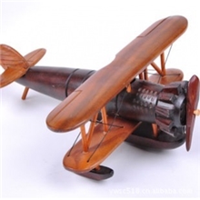 仿古双翼飞机模型复古工艺品桌面摆设家居装饰品滑翔机