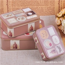 英伦复古欧洲记忆长方形半岛铁盒收纳3件套马口铁盒饼干盒