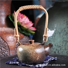 仿古淡色藤编把紫砂壶茶壶餐厅用具热水壶