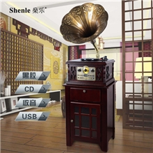 厂家直销大喇叭电唱机复古留声机仿古电唱机黑胶唱机LP唱机