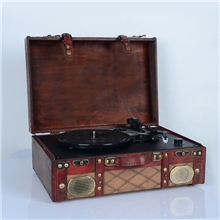 箱式电唱机唱片机仿古大喇叭留声机老式LP黑胶唱机老唱机便携音响