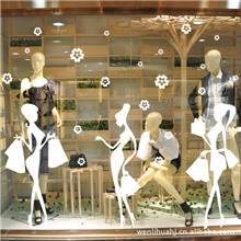 玖玖镂空防水墙贴女装专卖店商家橱窗玻璃店庆贴90652购物女郎