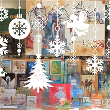 玖玖墙贴酒店商场卖场橱窗双面玻璃贴Christmas90750圣诞雪花贴