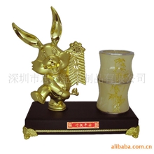 竹报平安竹子笔筒文具台摆件