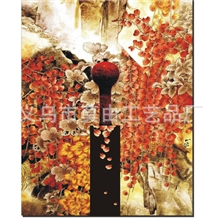 酒店公共区域金箔画漆画手绘油画提供整体软装设计方案