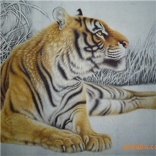 当代著名画家翟玉江生宣工笔虎