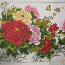 四尺工笔牡丹竹雕字画国画书法字画