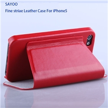 爆款保护套批发iPhone5红色细荔枝纹皮套iPhone5手机套批发