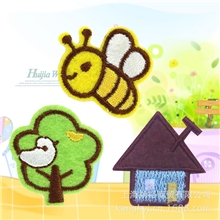 树房子蜜蜂绣标绣章厂家现货布贴刺绣背胶熨烫贴臂章可混批