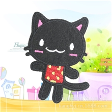 厂家直销小虎兔熊黑猫卡通造型布贴补丁贴背胶刺绣贴可定做