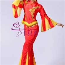 民族秧歌服舞蹈腰鼓服装扇子舞演出服女表演民族服加工舞台服校服