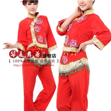 秧歌服装民族舞蹈服装表演服装舞台演出服装红色腰鼓舞服装女