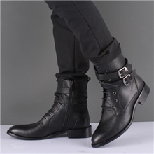 秋冬新款保暖男鞋男士皮靴时尚男靴子马丁靴男工装靴铆钉短靴单靴