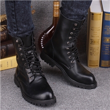 韩版男鞋单靴工装靴新款马丁靴真皮男靴马丁靴机车靴男皮靴批发