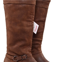 供应2012外贸原单新款搽色面料做旧风超保暖时尚女靴长筒靴雪地靴