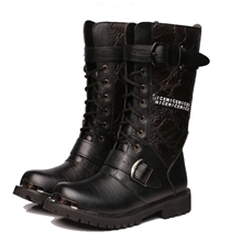 新款男士马靴大码军靴韩版潮流马丁靴系带拉链高筒靴厂家直销批发
