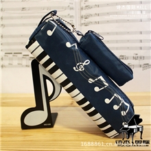 新款子母音符音乐防水笔袋化妆包钢琴笔袋