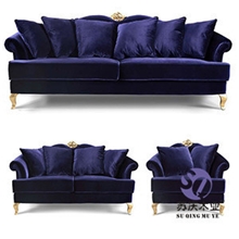 新古典高档布艺沙发宝石蓝沙发会所影楼酒店商铺接待沙发