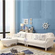 地中海风格转角沙发白色布艺拉扣组合沙发L形组合沙发