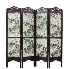 明清古典广东折屏实木屏风花窗风景山水4扇玄关隔断江南水乡